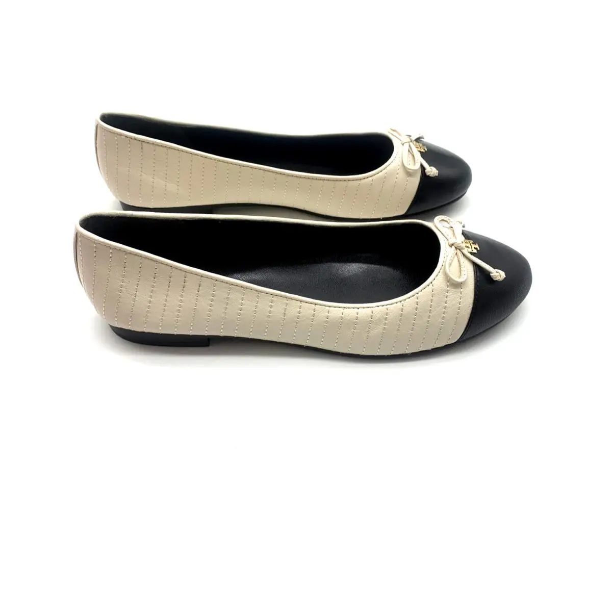 Tory Burch shoes - Tory Quilted Cap Toe - Tory Quilted Cap Toe - Cream & Black 5