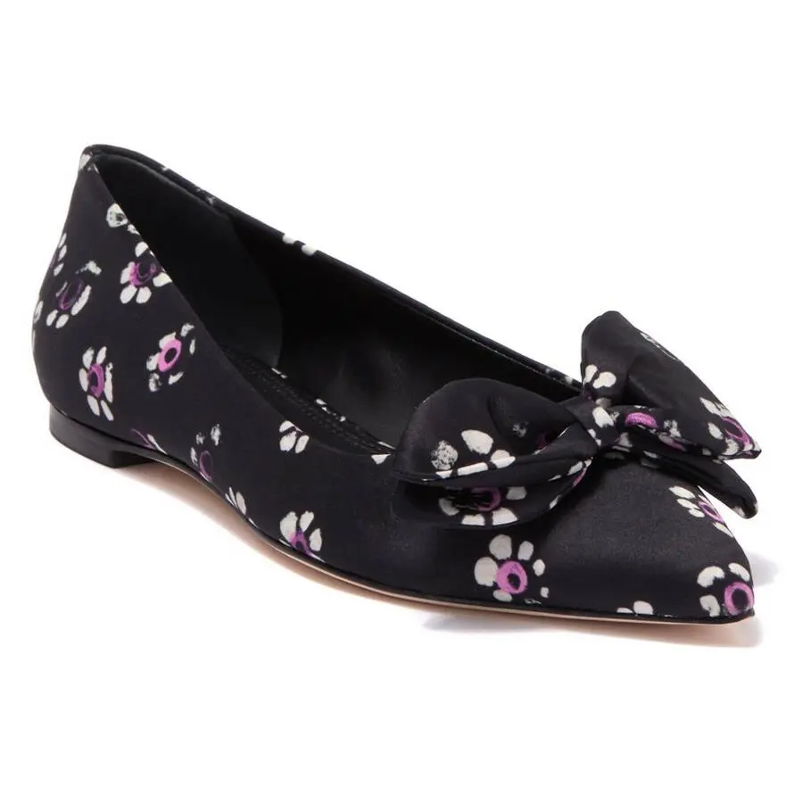 Tory Burch shoes - Rosalind Bow Floral Printed Satin Ballet Flat - 43022 - Black Stamped Floral, Manufacturer: Black Stamped Floral (UPC: 190041720545) 0