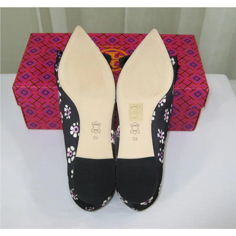 Tory Burch shoes - Rosalind Bow Floral Printed Satin Ballet Flat - 43022 - Black Stamped Floral, Manufacturer: Black Stamped Floral (UPC: 190041720545) 8