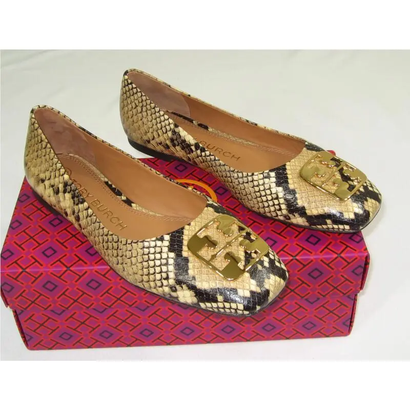 Tory Burch shoes - Tory Burch Georgia Logo Ballet Flat - 84542 - Pale Desert Roccia/Gold Logo (UPC: 192485862423) 1
