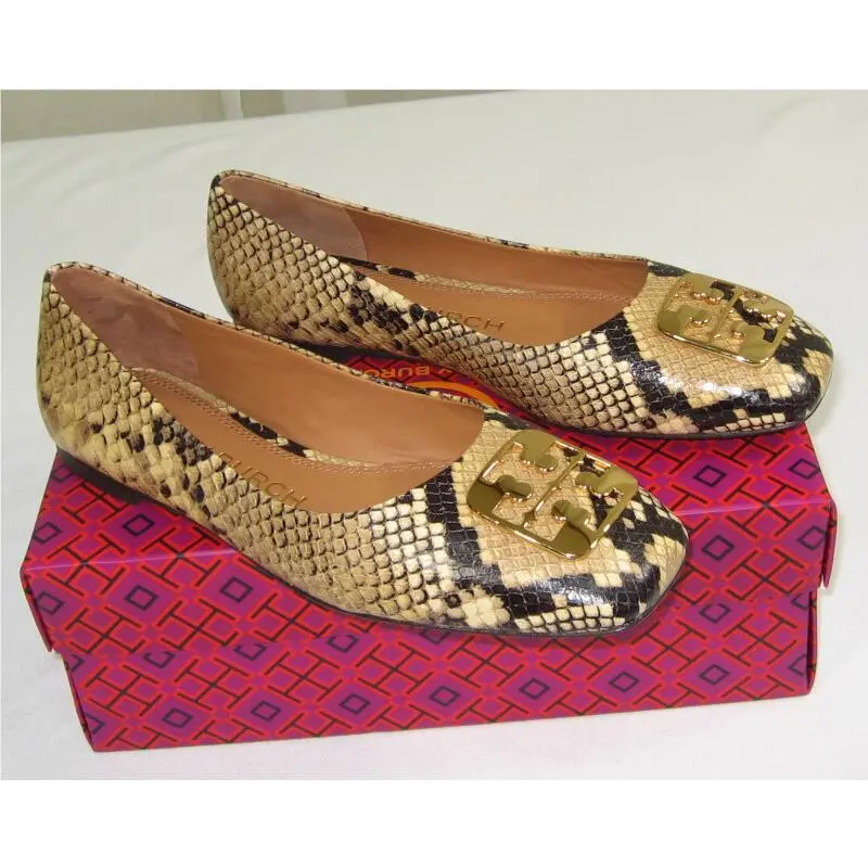 Tory Burch shoes - Tory Burch Georgia Logo Ballet Flat - 84542 - Pale Desert Roccia/Gold Logo (UPC: 192485862423) 2