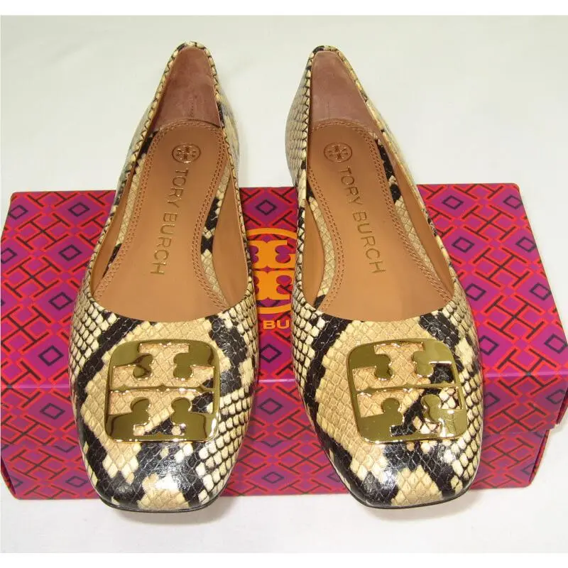 Tory Burch shoes - Tory Burch Georgia Logo Ballet Flat - 84542 - Pale Desert Roccia/Gold Logo (UPC: 192485862423) 3