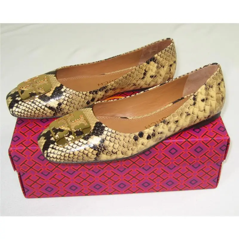 Tory Burch shoes - Tory Burch Georgia Logo Ballet Flat - 84542 - Pale Desert Roccia/Gold Logo (UPC: 192485862423) 5