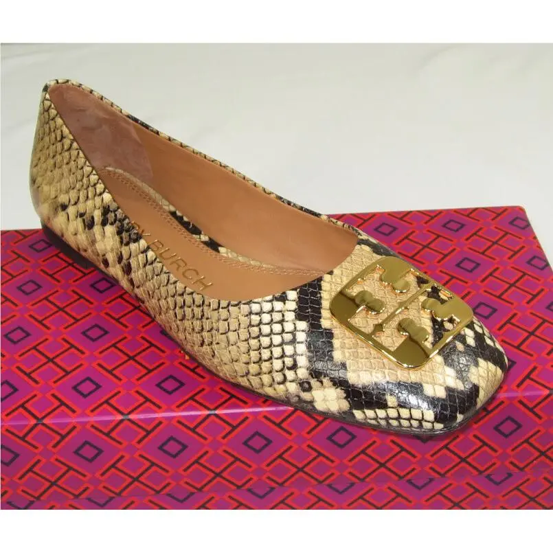 Tory Burch shoes - Tory Burch Georgia Logo Ballet Flat - 84542 - Pale Desert Roccia/Gold Logo (UPC: 192485862423) 0