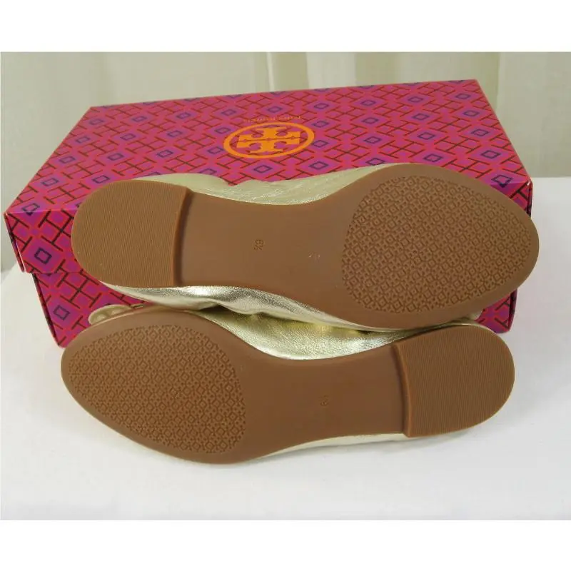 Tory Burch shoes - Blossom Floral Leather Logo Ballet Flat - Blossom Ballet Flat - Spark Gold/Gold Logo, Manufacturer: spark gold (UPC: 190041268450) 8