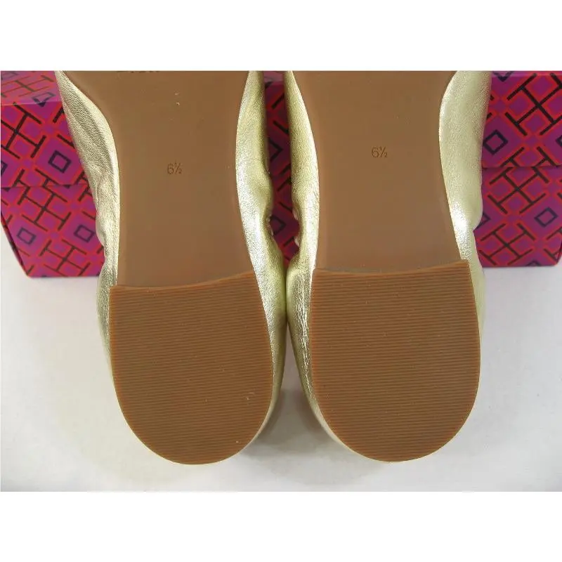 Tory Burch shoes - Blossom Floral Leather Logo Ballet Flat - Blossom Ballet Flat - Spark Gold/Gold Logo, Manufacturer: spark gold (UPC: 190041268450) 9