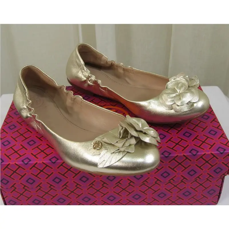 Tory Burch shoes - Blossom Floral Leather Logo Ballet Flat - Blossom Ballet Flat - Spark Gold/Gold Logo, Manufacturer: spark gold (UPC: 190041268450) 3