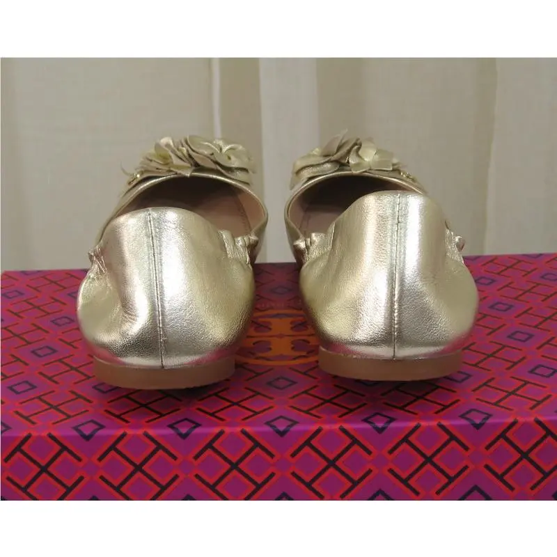 Tory Burch shoes - Blossom Floral Leather Logo Ballet Flat - Blossom Ballet Flat - Spark Gold/Gold Logo, Manufacturer: spark gold (UPC: 190041268450) 7