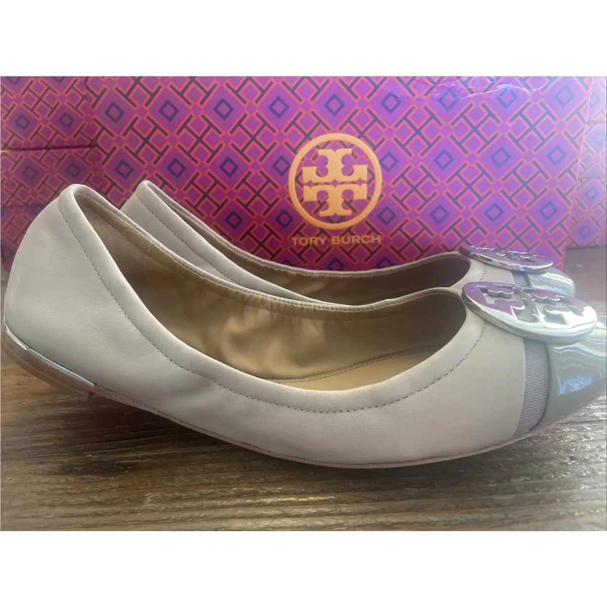 Tory Burch shoes - Mini Cap-Toe Ballet - Mini Ballet - Light Taupe / Gray, Manufacturer: Light Taupe/Heron Gray (UPC: 192485338966) 2