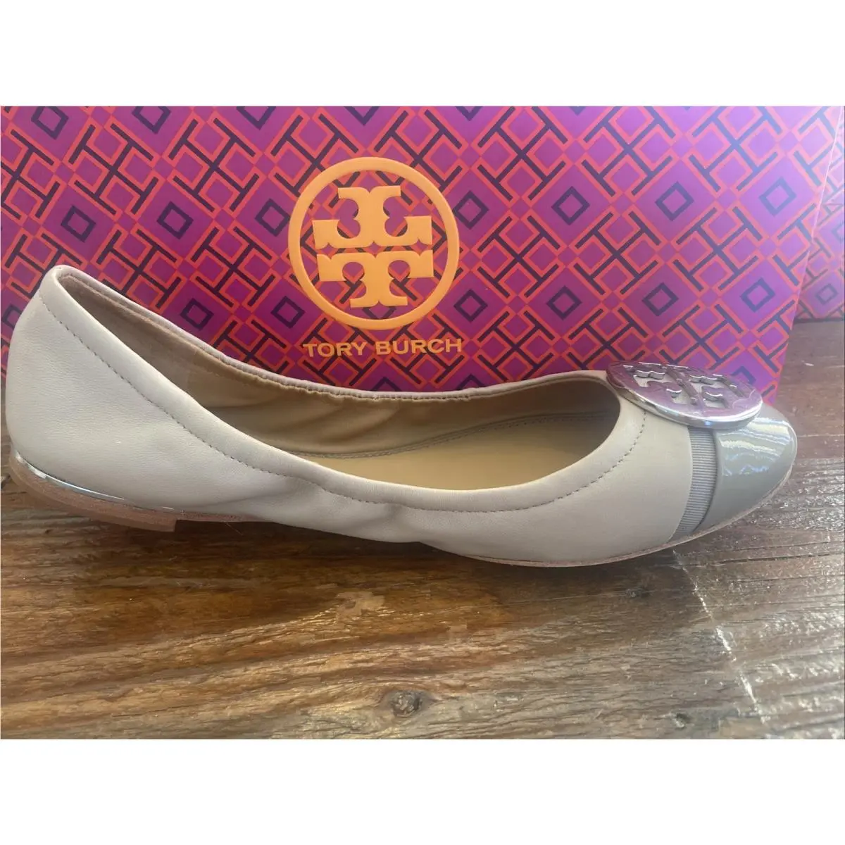 Tory Burch shoes - Mini Cap-Toe Ballet - Mini Ballet - Light Taupe / Gray, Manufacturer: Light Taupe/Heron Gray (UPC: 192485338966) 7