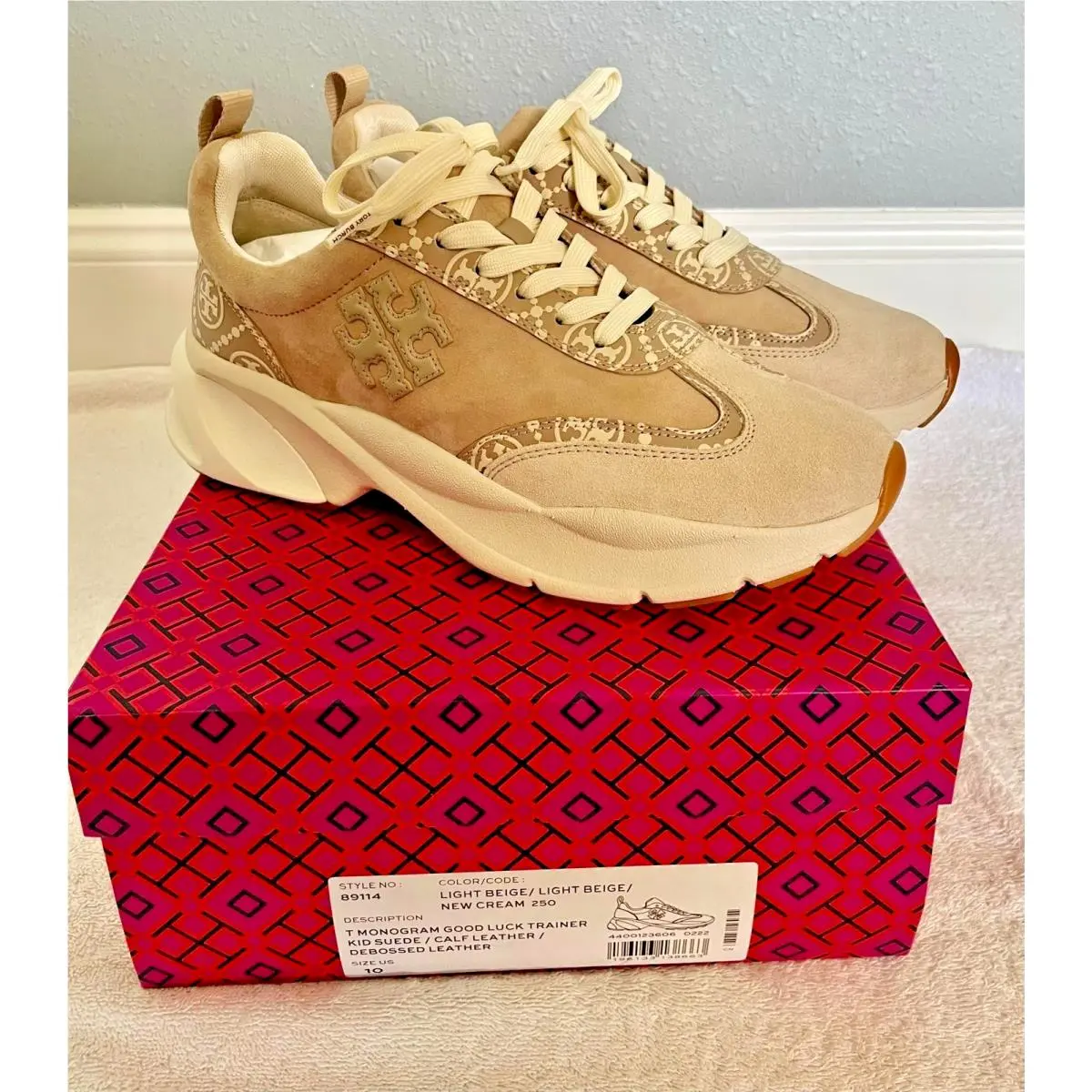 Tory Burch shoes - Tory Burch T Monogram Good Luck Trainer Sneaker - Beige (UPC: 0196133138816) 9