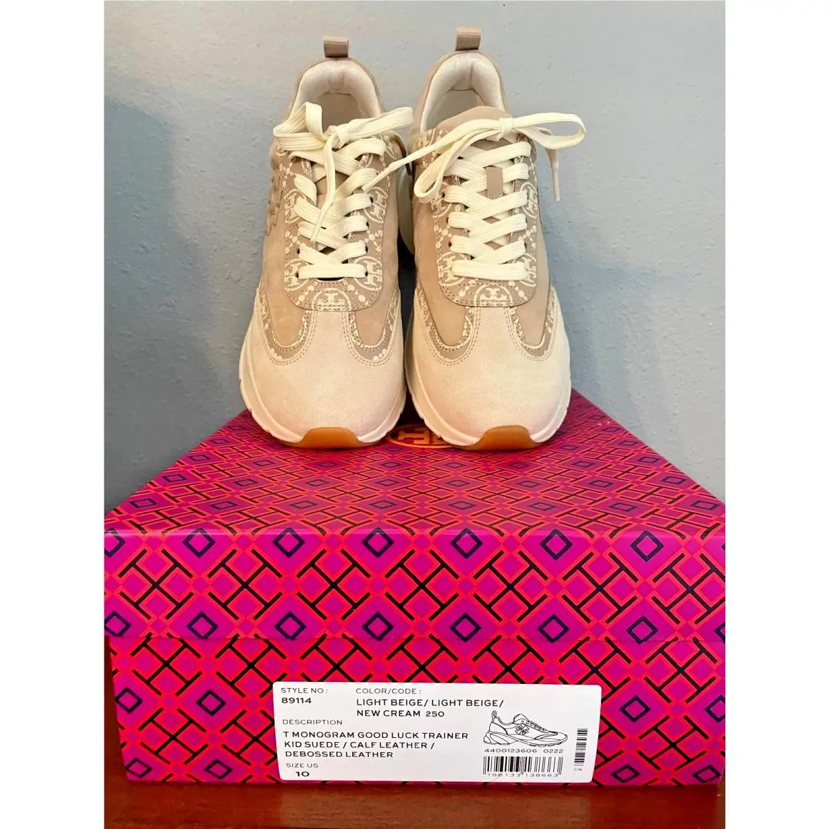 Tory Burch shoes - Tory Burch T Monogram Good Luck Trainer Sneaker - Beige (UPC: 0196133138816) 1