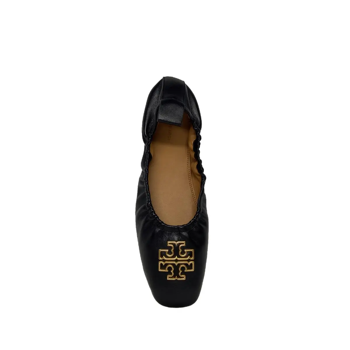 Tory Burch Britten Ballet Flats Black Nappa Leather Size 8.5 - Black