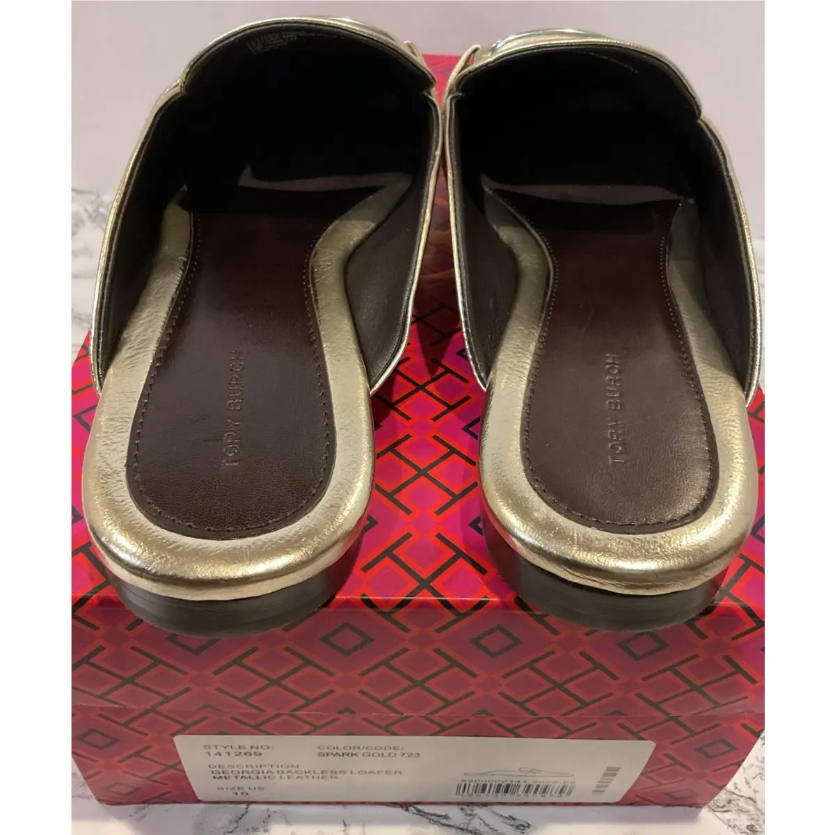 Tory Burch shoes - Tory Burch Georgia Backless Loafers - Gold (UPC: 0196133390979) 7