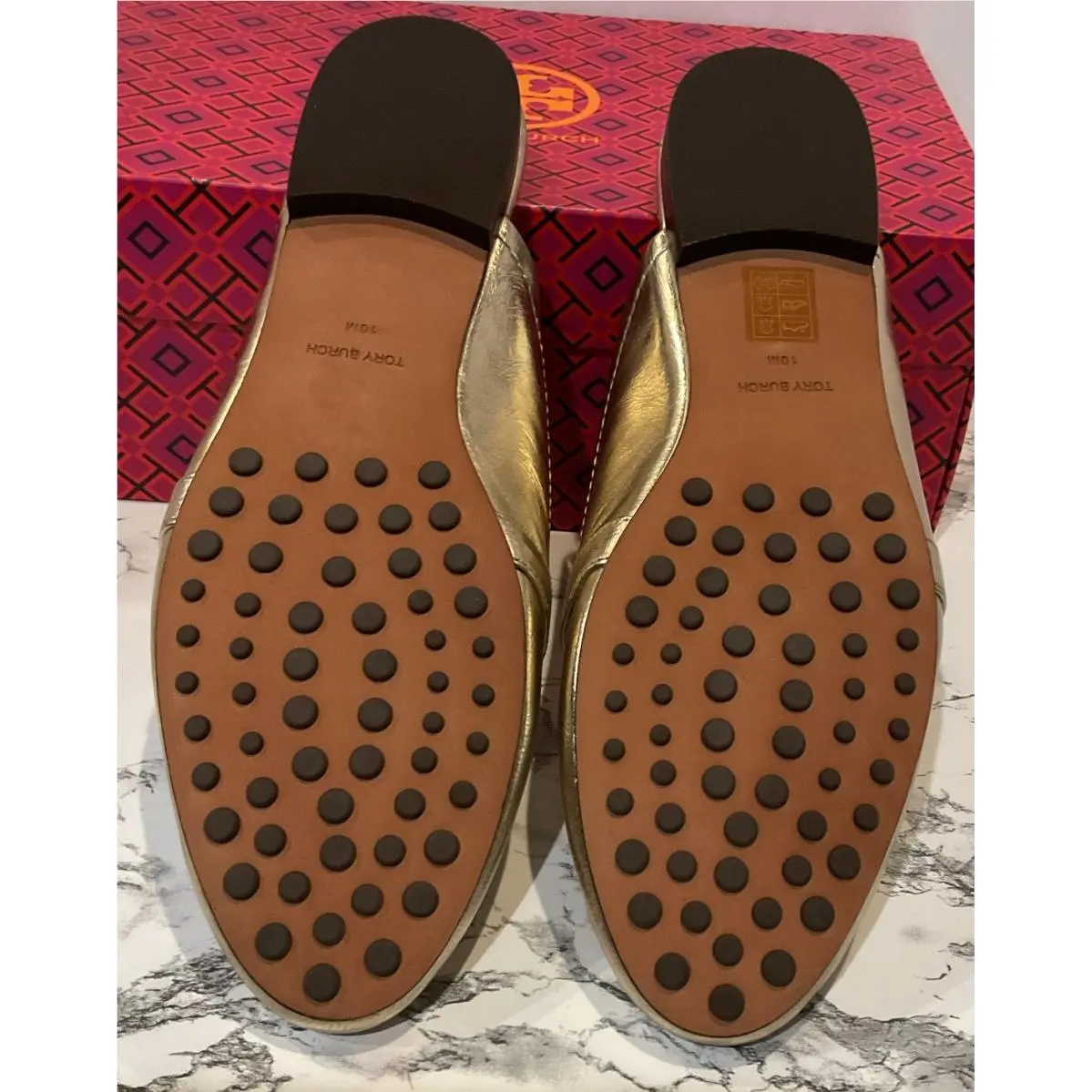 Tory Burch shoes - Tory Burch Georgia Backless Loafers - Gold (UPC: 0196133390979) 8