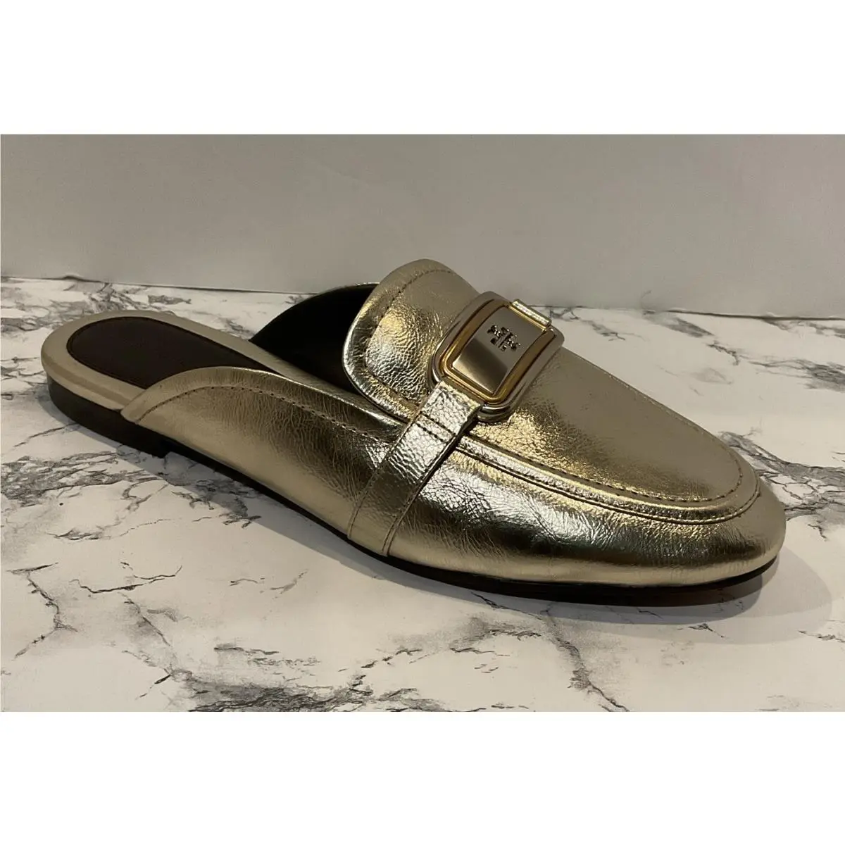 Tory Burch shoes - Tory Burch Georgia Backless Loafers - Gold (UPC: 0196133390979) 0