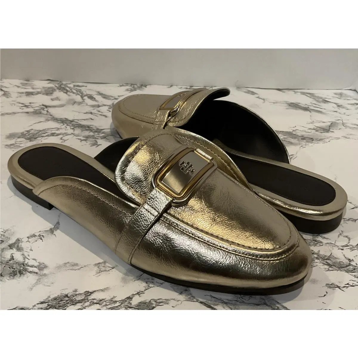 Tory Burch shoes - Tory Burch Georgia Backless Loafers - Gold (UPC: 0196133390979) 2