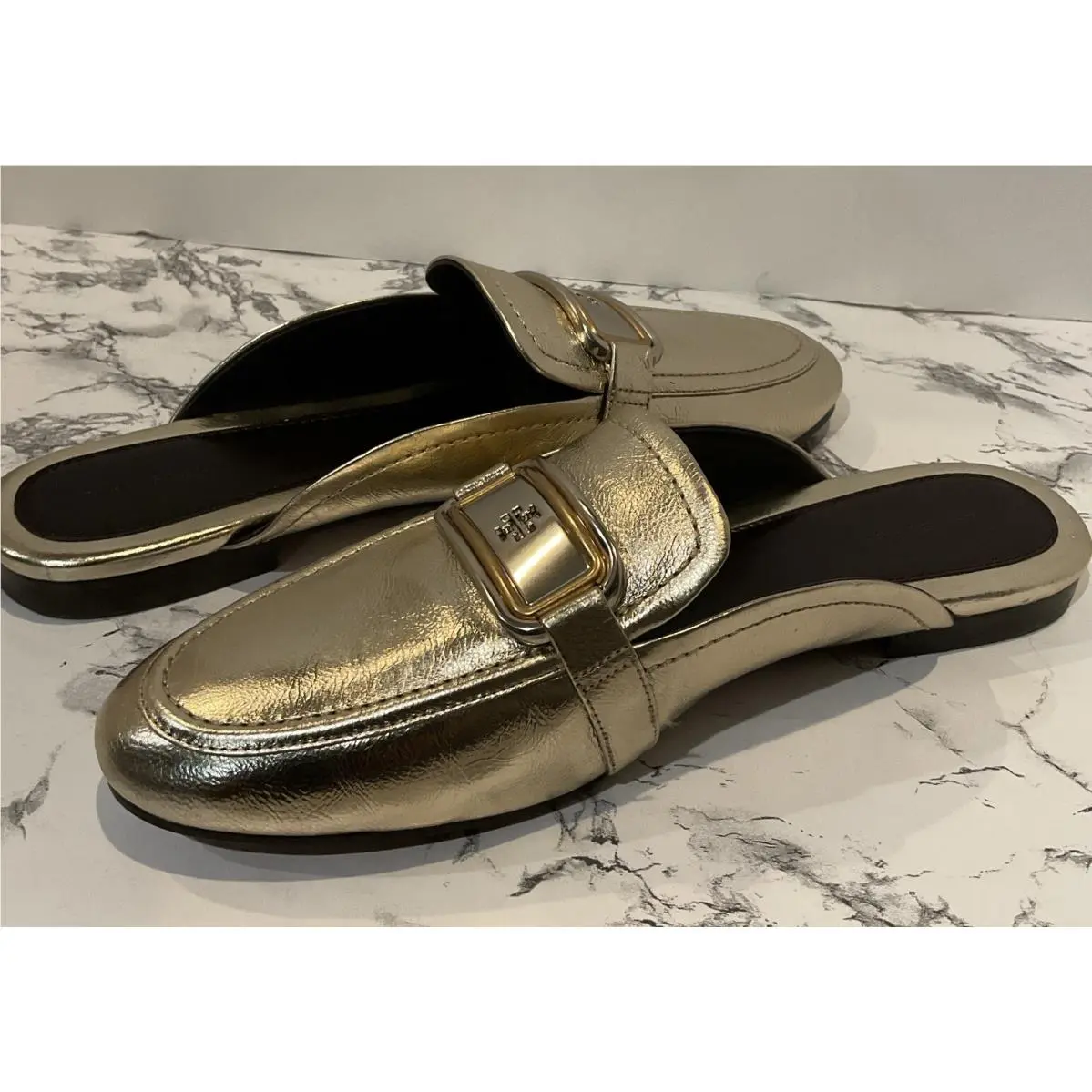 Tory Burch shoes - Tory Burch Georgia Backless Loafers - Gold (UPC: 0196133390979) 3