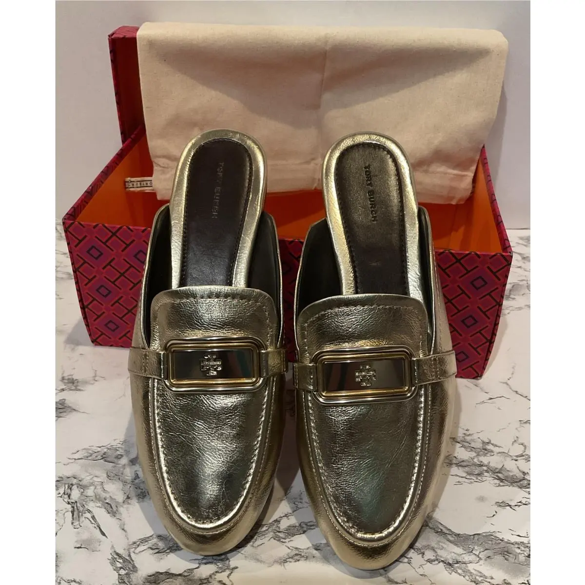 Tory Burch shoes - Tory Burch Georgia Backless Loafers - Gold (UPC: 0196133390979) 4