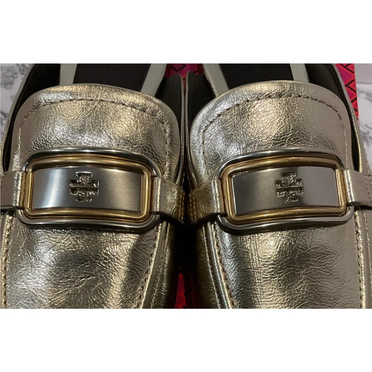 Tory Burch shoes - Tory Burch Georgia Backless Loafers - Gold (UPC: 0196133390979) 6