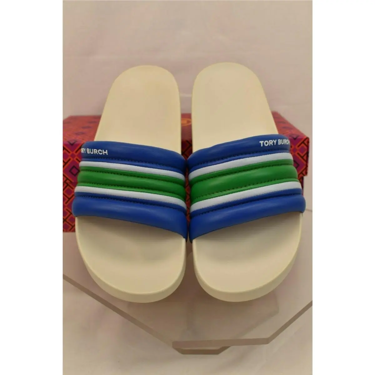 Tory Burch shoes - STRIPE SLIDES - STRIPE SLIDES - Light Blue/Green/Bondi Blue, Manufacturer: MULTICOLOR (UPC: 192485112740) 8
