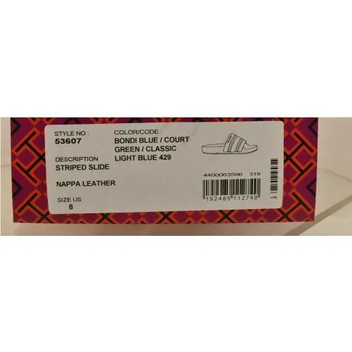 Tory Burch shoes - STRIPE SLIDES - STRIPE SLIDES - Light Blue/Green/Bondi Blue, Manufacturer: MULTICOLOR (UPC: 192485112740) 10