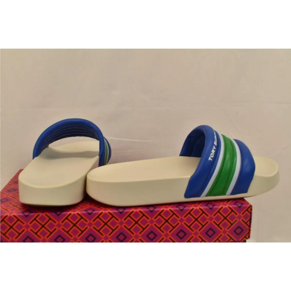 Tory Burch shoes - STRIPE SLIDES - STRIPE SLIDES - Light Blue/Green/Bondi Blue, Manufacturer: MULTICOLOR (UPC: 192485112740) 2