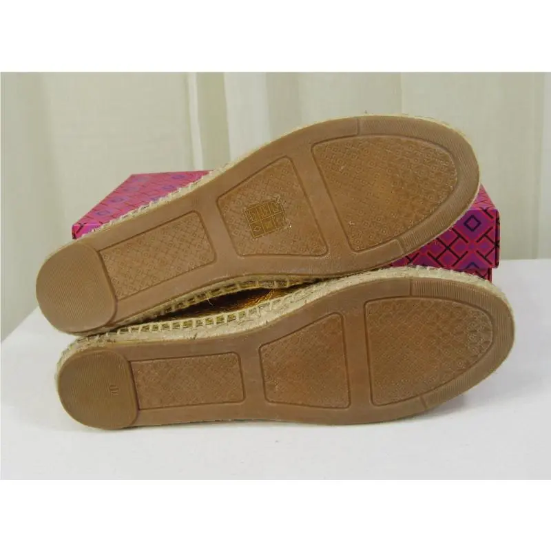 Tory Burch shoes - Colorblock Logo Slip-On Leather Espadrille Flat - 51158648 - Gold/Royal Tan, Manufacturer: Gold/Royal Tan (UPC: 888736907608) 8