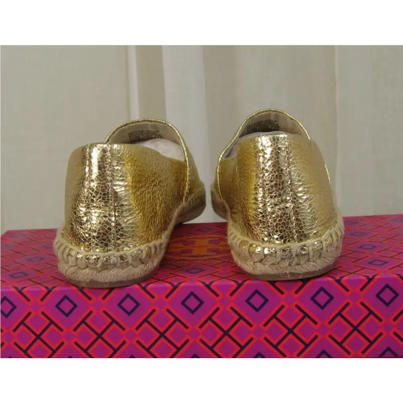 Tory Burch shoes - Colorblock Logo Slip-On Leather Espadrille Flat - 51158648 - Gold/Royal Tan, Manufacturer: Gold/Royal Tan (UPC: 888736907608) 7