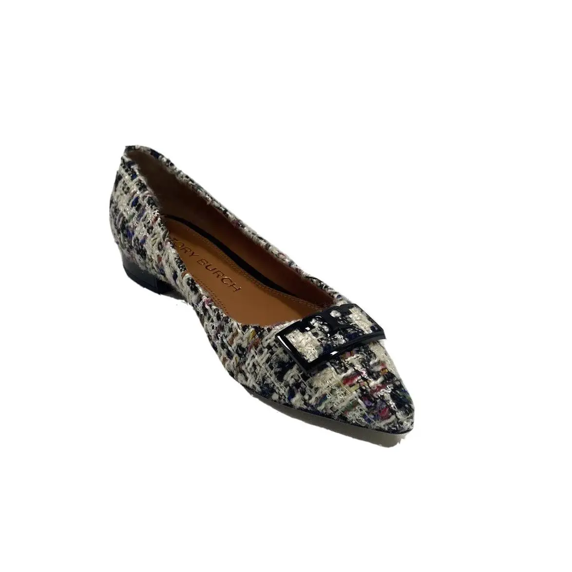 Tory Burch Gigi 20mm Pointy Toe Flat Size 8 Color Tweed Multicolor - Multicolor