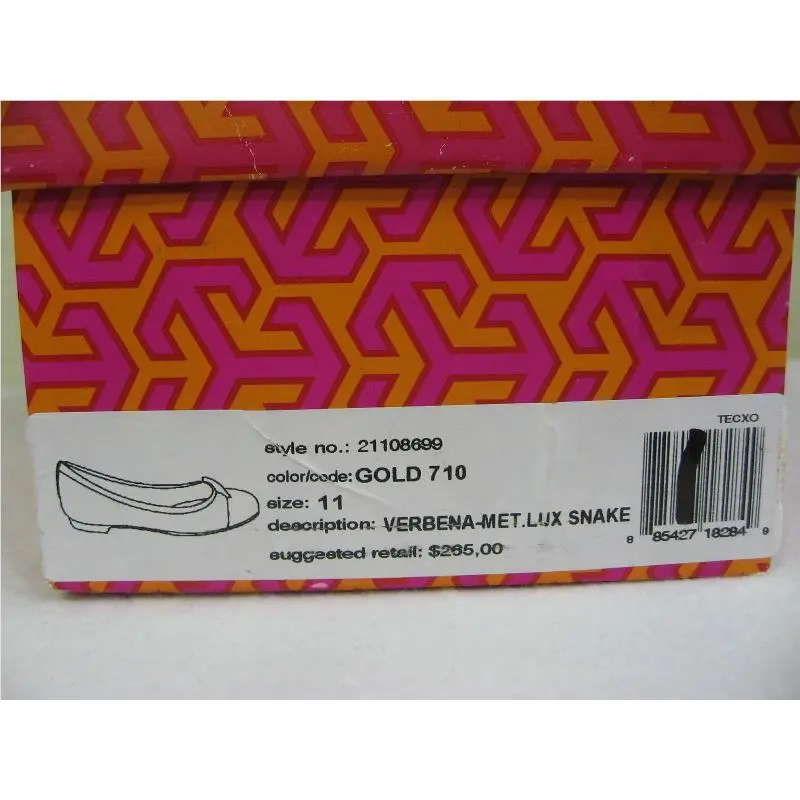 Tory Burch shoes - Verbena Cap Toe Bow Metallic Snake Ballet Flat - 21108699 - Gold, Manufacturer: gold (UPC: 885427182849) 10