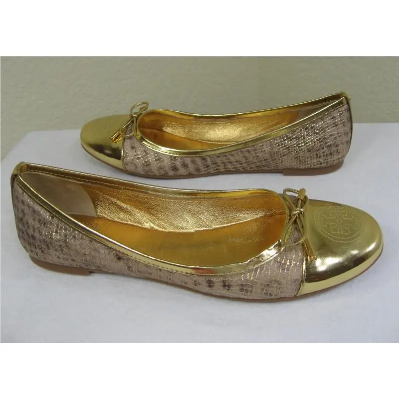 Tory Burch shoes - Verbena Cap Toe Bow Metallic Snake Ballet Flat - 21108699 - Gold, Manufacturer: gold (UPC: 885427182849) 3