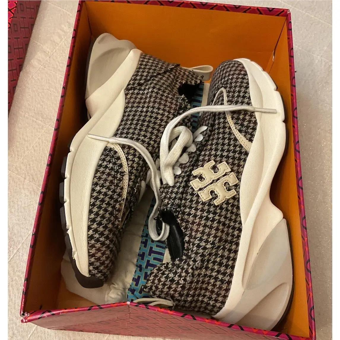 Tory Burch shoes - Tory Burch Good Luck Trainer Herringbone/New Ivory - Ivory/Brown Multi 15