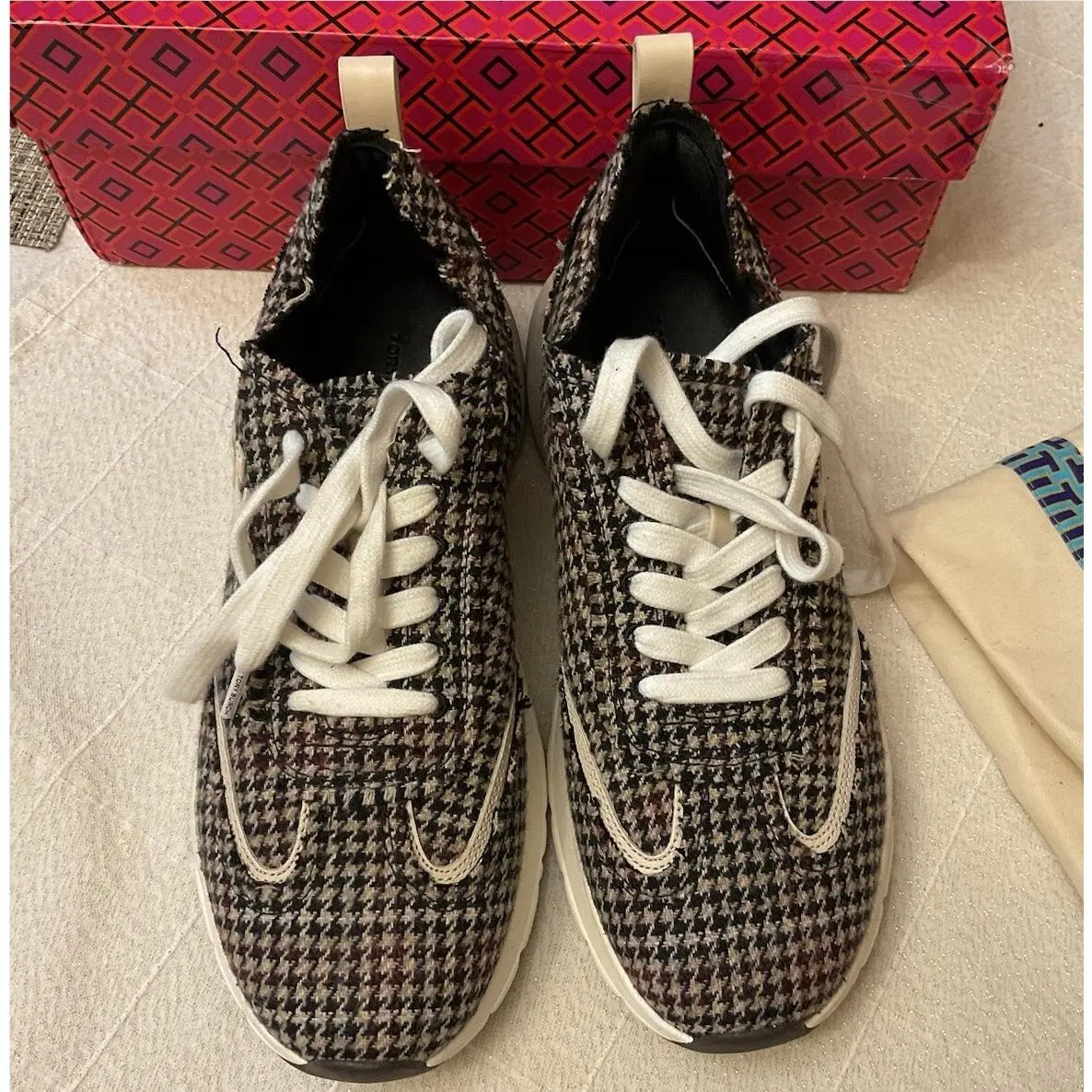 Tory Burch shoes - Tory Burch Good Luck Trainer Herringbone/New Ivory - Ivory/Brown Multi 6
