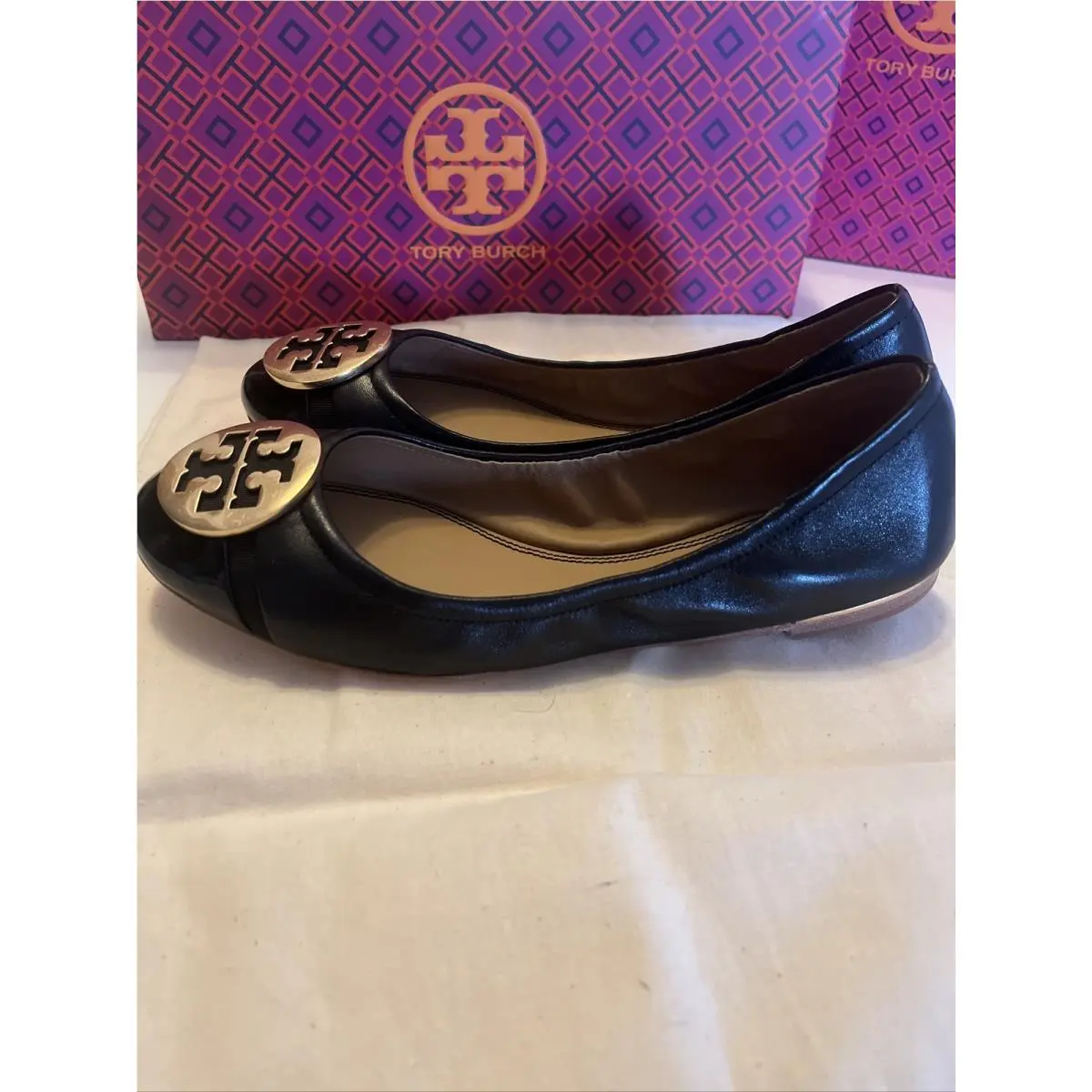 Tory Burch shoes - Mini Cap-Toe Ballet - Mini Ballet - Black, Manufacturer: Light Taupe/Heron Gray (UPC: 0192485338812) 6