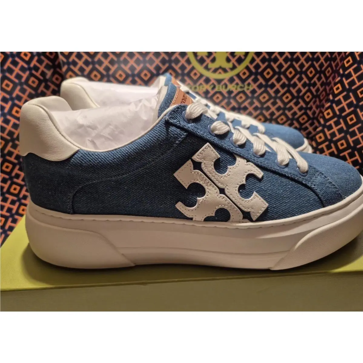 Tory Burch shoes - Tory Burch Color Block Platform Sneakers - Sneaker - Denim/White 2