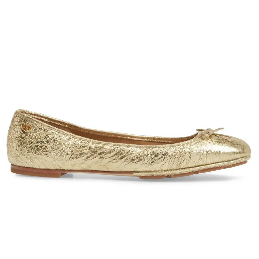 Tory Burch shoes - Laila 2 Crinkle Leather Driver Ballet Flat - 46986 - Spark Gold/Gold Logo, Manufacturer: spark gold (UPC: 190041797295) 0
