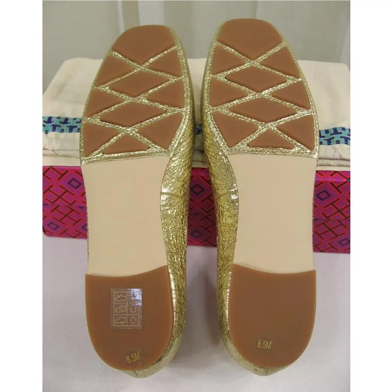 Tory Burch shoes - Laila 2 Crinkle Leather Driver Ballet Flat - 46986 - Spark Gold/Gold Logo, Manufacturer: spark gold (UPC: 190041797295) 8