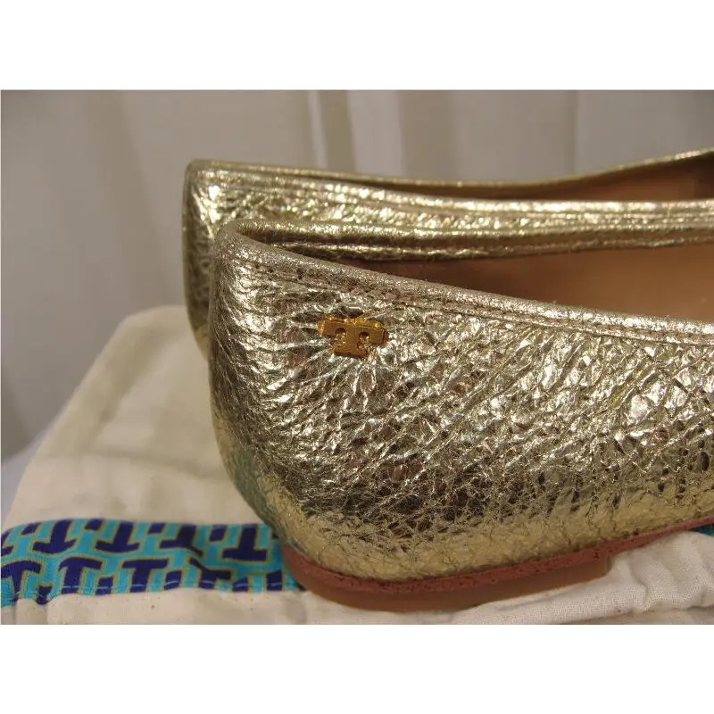 Tory Burch shoes - Laila 2 Crinkle Leather Driver Ballet Flat - 46986 - Spark Gold/Gold Logo, Manufacturer: spark gold (UPC: 190041797295) 9
