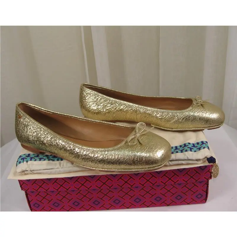 Tory Burch shoes - Laila 2 Crinkle Leather Driver Ballet Flat - 46986 - Spark Gold/Gold Logo, Manufacturer: spark gold (UPC: 190041797295) 3