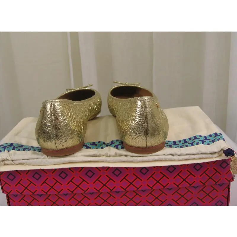 Tory Burch shoes - Laila 2 Crinkle Leather Driver Ballet Flat - 46986 - Spark Gold/Gold Logo, Manufacturer: spark gold (UPC: 190041797295) 7