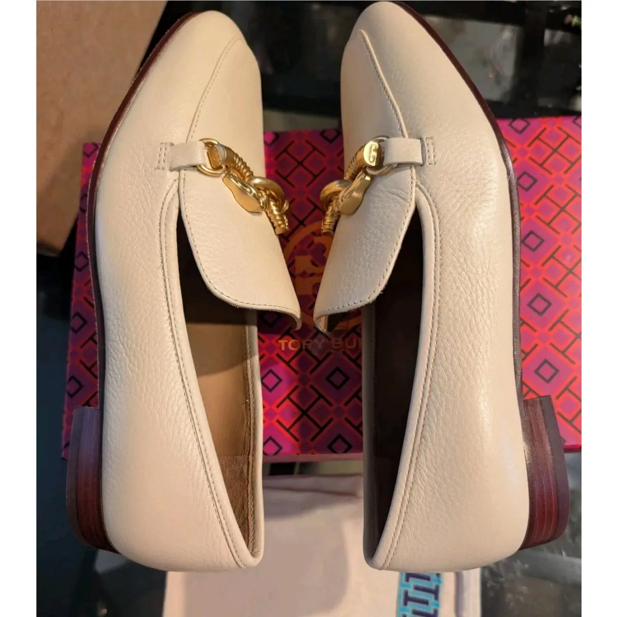 Tory Burch shoes - Tory Burch Jessa 20MM Loafer Tumbled Leather - Ivory (UPC: 192485344875) 7