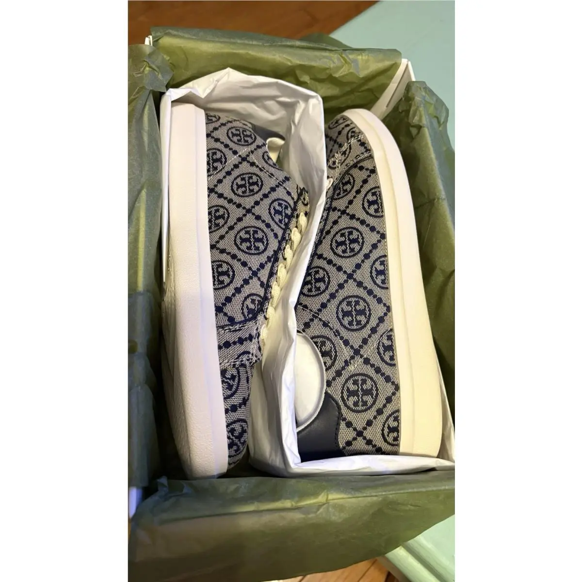 Tory Burch shoes - Tory Burch Howell T Monogram - 81249 - Navy, White 1