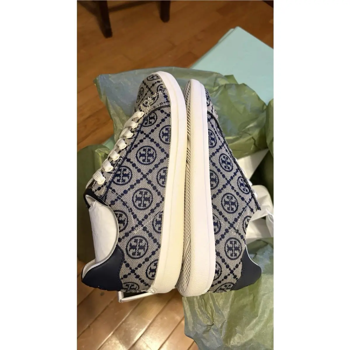 Tory Burch shoes - Tory Burch Howell T Monogram - 81249 - Navy, White 3
