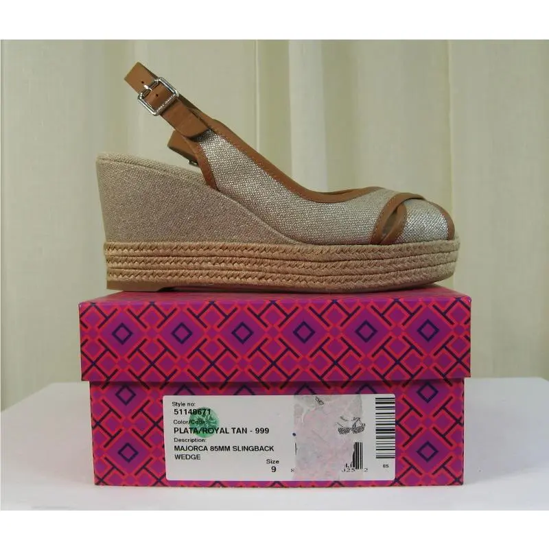 Tory Burch shoes - Majorca Platform Slingback Wedge Sandal - 51149671 - Plata/Royal Tan, Manufacturer: Plata/Royal Tan (UPC: 888736270252) 9
