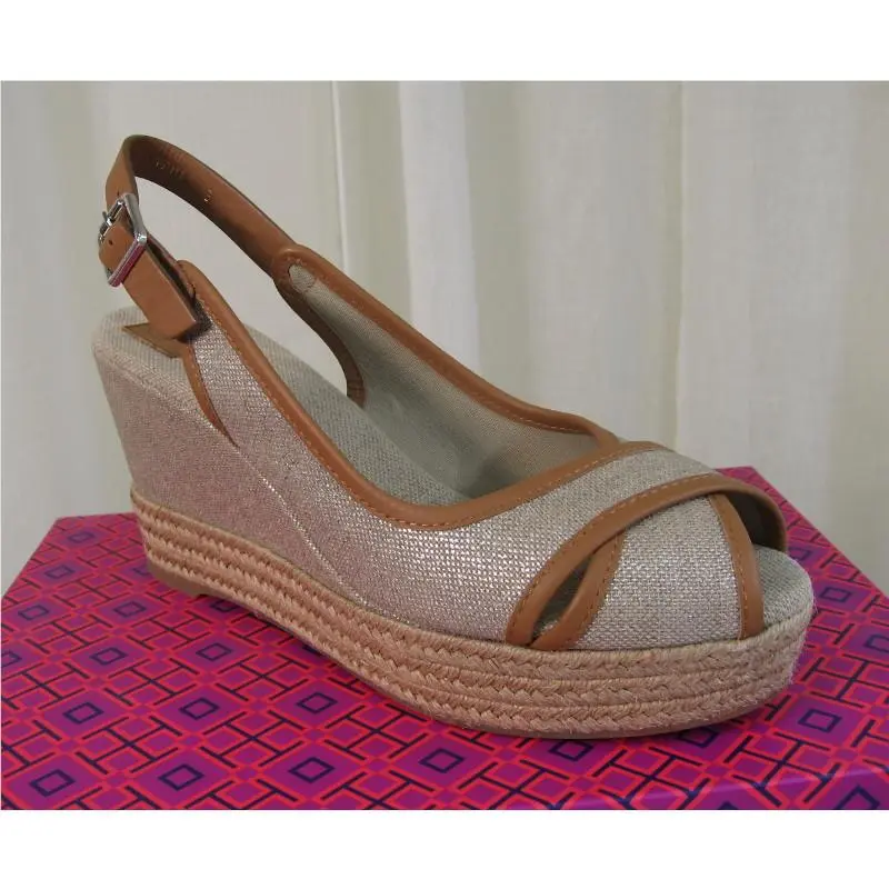 Tory Burch shoes - Majorca Platform Slingback Wedge Sandal - 51149671 - Plata/Royal Tan, Manufacturer: Plata/Royal Tan (UPC: 888736270252) 0