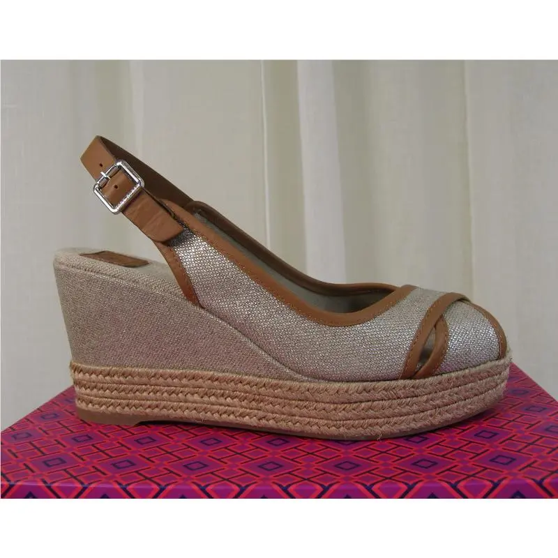 Tory Burch shoes - Majorca Platform Slingback Wedge Sandal - 51149671 - Plata/Royal Tan, Manufacturer: Plata/Royal Tan (UPC: 888736270252) 1
