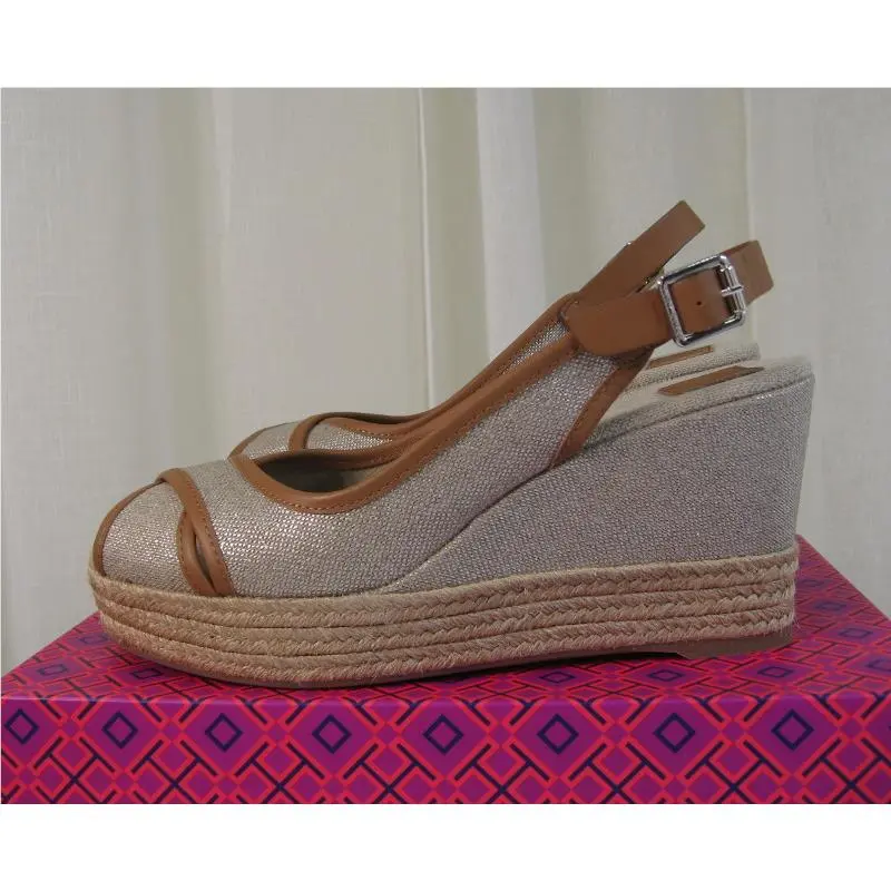 Tory Burch shoes - Majorca Platform Slingback Wedge Sandal - 51149671 - Plata/Royal Tan, Manufacturer: Plata/Royal Tan (UPC: 888736270252) 4