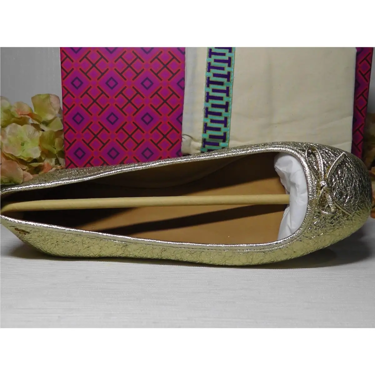 Tory Burch shoes - Metallic Crinkle Spark Gold 1