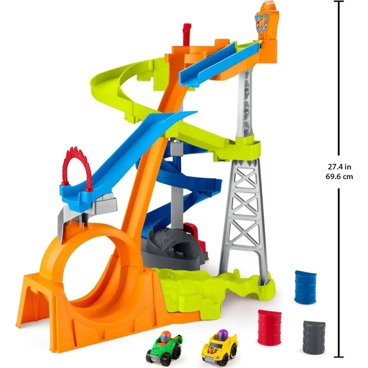 Little People Toddler Toy Hot Wheels Spiral Stunt Speedway Race Track Playset